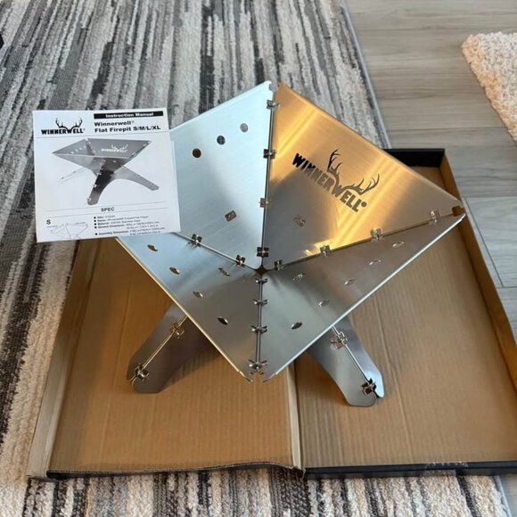Winnerwell Flatfold Fire Pit – Medium | Portable Stainless Steel Fire Pan - Picture 1 of 11
